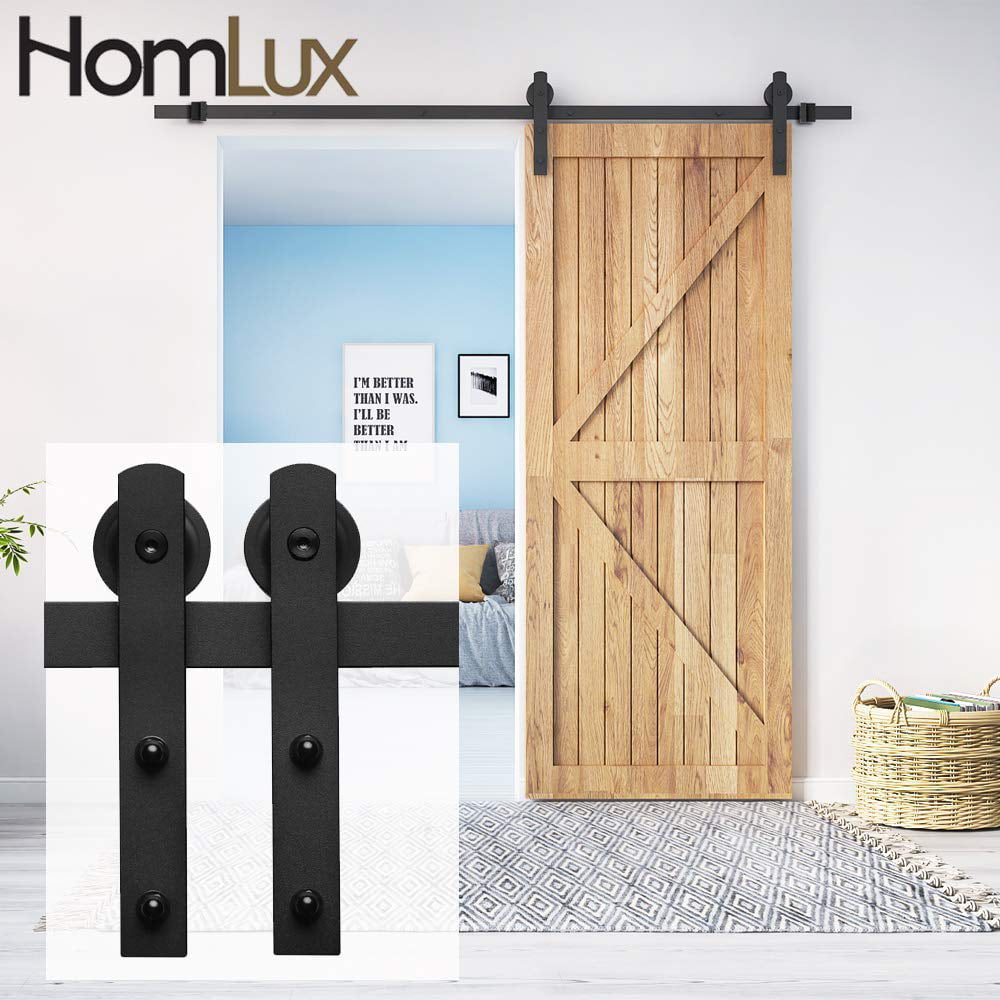 Fit 1 3/8-1 3/4 Thickness & 30 Wide Door Panel Single Door-Smoothly and Quietly I Shape Hanger HomLux 5ft Heavy Duty Sturdy Sliding Barn Door Hardware Kit Black Easy to Install and Reusable 