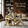 thumbnail image 3 of Unique Bargains Expandable Metal Bookends with Compartments Home 2 Pcs Gold, 3 of 5