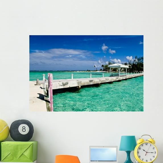 Rum Point Pier Wall Mural Decal Sticker, Wallmonkeys Peel & Stick Vinyl Graphic (48 in W x 32 in H)