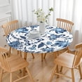 thumbnail image 3 of 44in Round Tablecloth with Elastic Edge, Waterproof Fitted Table Cover for 36-44" Tables, Boho Theme Polyester Reusable Table Cloths Wipe Clean for Picnic, Dining, Outdoor Use and Party Decor, 3 of 7