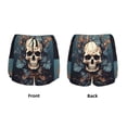 thumbnail image 3 of Gukieu Vintage Leaf Flower Skull Print Women's Sports Shorts with Drawstring Elastic Waistband for Running, Yoga, Fitness-XX-Large, 3 of 7