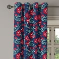thumbnail image 3 of Ambesonne Floral Grommet Curtain, Asian Floral Pattern Night, 50"x63", Scarlet White Indigo, 3 of 5