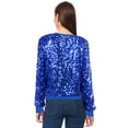 thumbnail image 2 of Women's Glitter Sequin Sweatshirt Long Sleeve Pullover Tops with Ribbed Cuffs, 2 of 5