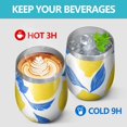thumbnail image 4 of 12oz Stemless Wine Tumblers Lemon Vacuum Insulated Stainless Steel Travel Tumbler Cups Mug with Lid and Straw for Champaign,Cocktail,Beer with Cleaning Brush, 4 of 5