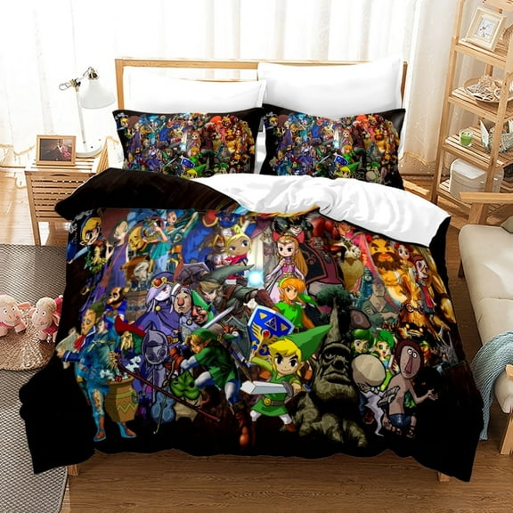 The Legend of Zelda Bedding Comforter Cover Set for Girls and boys, Soft, Breathable, Fade Resistant 3 Piece- includes 1 The Legend of Zelda Comforter Cover and 2 Pillowcase