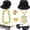 Gold,black, variant on 90s Hop 80s Rapper Costume Dollar Sign Chain Ring 2000s Glasses Hat Rapper Outfit Accessories for Men