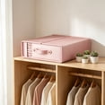 thumbnail image 6 of Foldable Storage Bin with Clear Window and Handle 38x32x12cm, Large Stackable Organizer for Bedding Sheet Sets Comforters, Transparent Window Storage Box for Blankets Clothes and Linens, 6 of 6