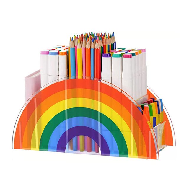 Organizador de escritorio para niños, portalápices arcoíris, organizador de mesa, organizador multifunción para útiles escolares de oficina, organización del aula.
