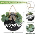 thumbnail image 2 of Letrero de bienvenida para puerta de entrada, decoración del hogar para regalar, decoración de pared para porche, coronas para puerta de entrada, colgadores rústicos con vegetación premium. Letrero, 2 of 7
