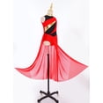 thumbnail image 4 of inlzdz Kids Girls Lyrical Dance Dress Halter Sleeveless Overlay Chiffon Tulle Skirt Contemporary Dancewear Red 8, 4 of 7