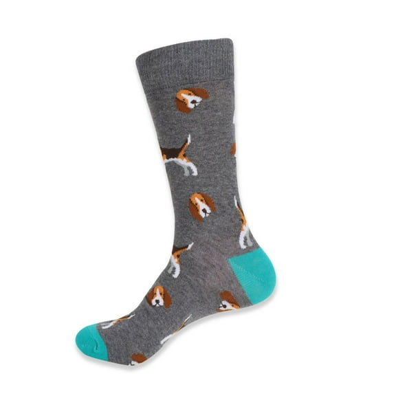 Urban-Peacock Men's Novelty Fun Socks - Dogs - Beagles in Gray, 1 Pair