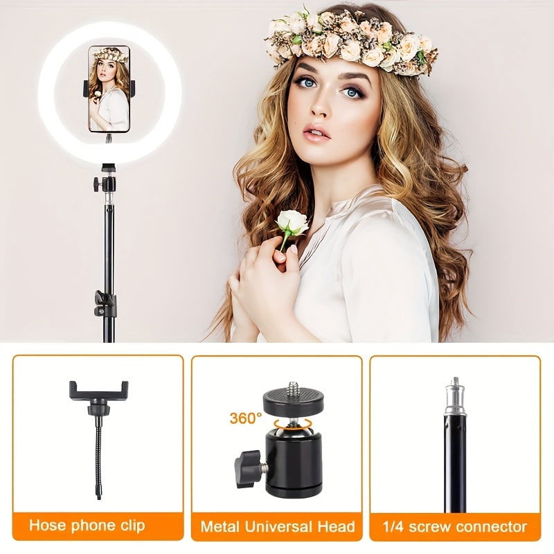 10-inch Ring Light with Stand, LED Ring Light And Phone Holder, Suitable for Smartphone Camera Photography, Live Streaming, Selfies, Studio Photo And Video Recording
