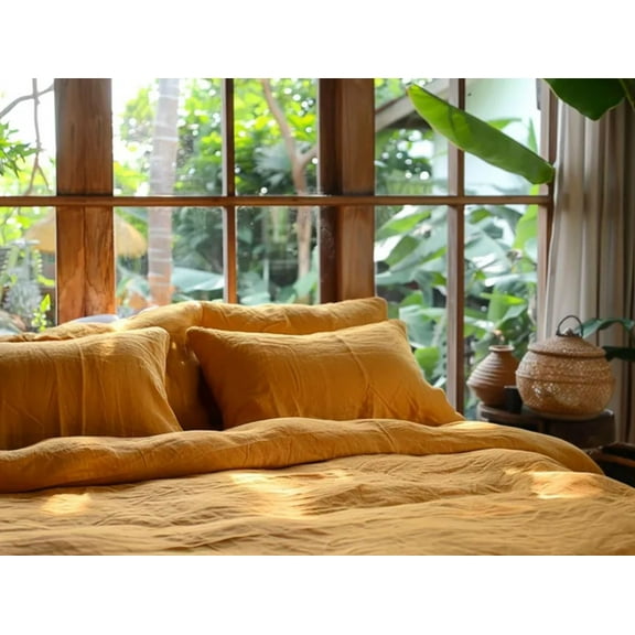 Pavish Export Linen Duvet Cover Set In Meri Gold Soft Linen Bedding Donna Donna Quilt Cover Set With 2 Matching Pillow Case Twin