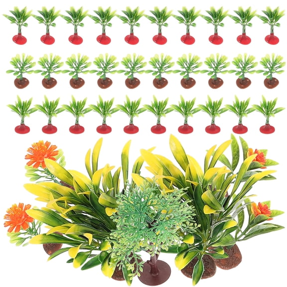 WASHWEPE 37Pcs Tree Model Miniature Trees For Sand Table Decoration Assorted Color Plastic Realistic Shapes