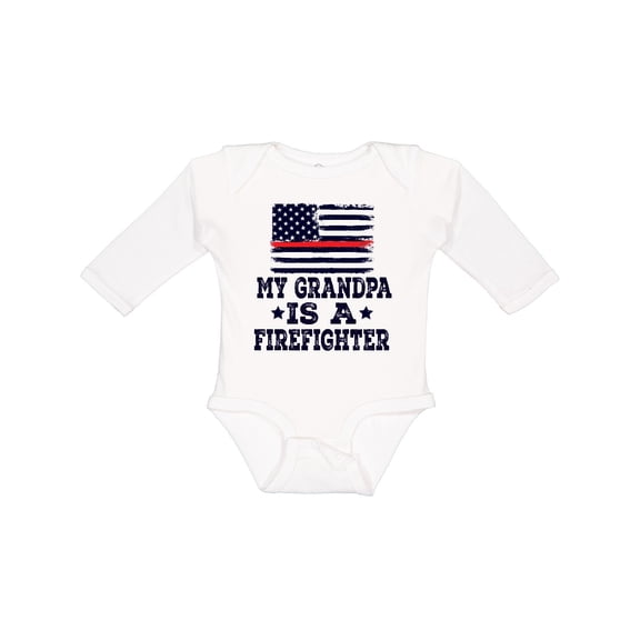 Inktastic Firefighter Grandpa Fireman Flag Boys or Girls Long Sleeve Baby Bodysuit