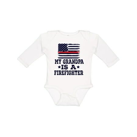 

Inktastic Firefighter Grandpa Fireman Flag Gift Baby Boy or Baby Girl Long Sleeve Bodysuit