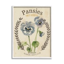 Stupell Industries Blue Assorted Pansies Vintage Floral Seed Packet Farmhouse Painting White Framed Art Print Wall Art, 11 x 14, Design by Studio W