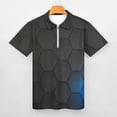 thumbnail image 3 of Abstract Honeycomb Men Zipper T-shirt Summer Casual Short Sleeve T-shirt Top, 3 of 7