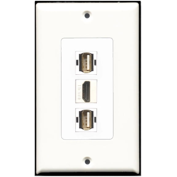 Ultra Spec Cables 1 Port HDMI 2 USB A-A Wall Plate w/Female/Female Jacks