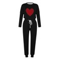 thumbnail image 4 of Pisexur Ensembles 2 Pcs pour Femmes Automne Tendance Imprimé Cœur Chandails en Molleton Col Rond Pantalons Jogger Survêtements Femmes Tenues 2 Pcs Décontractées Surdimensionnées pour Entraînement Voyage Vacances, 4 of 4