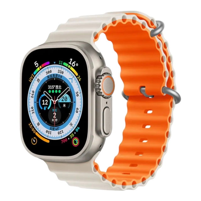 Correa para Apple Watch de Silicon, compatible con 42 mm / 44 mm / 45 mm / 49 mm. Modelo Ocean (Bicolor).