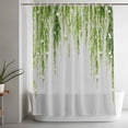 thumbnail image 5 of Sage Green Shower Curtain Set, Waterproof Shower Curtains for Bathroom, Summer Botanical Leaves Watercolor Washable Fabric Cloth Bath Curtain for Bathtub Decoration with Hooks 48x72 Inches, 5 of 9
