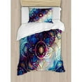 thumbnail image 3 of Ambesonne Lotus Gradient Diagonal Mystic Symbols Geometric Alchemy Trippy Ethnic Motif with Ornaments Duvet Cover Set, 3 of 3