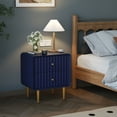 thumbnail image 2 of CBJCBJ Modern Bedroom Nightstand Set of 2, 20-Inch Wood Bedside Table with 2 Drawers and Gold Handles, BLUE, 2 of 6