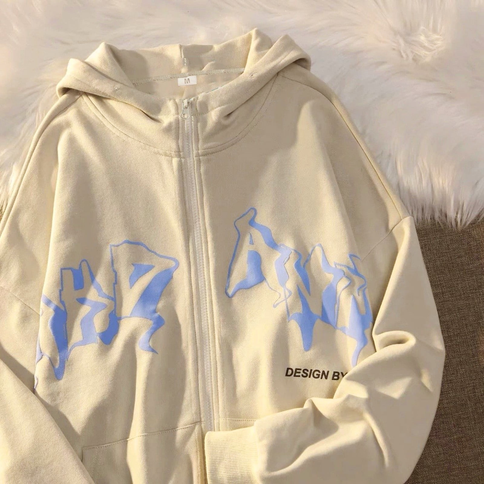 Mens Y2K Zip Up Hoodie Gothic Oversized Sweatshirt Vintage Graphic Print Baggy Academia Sweatshirts for Men Women
