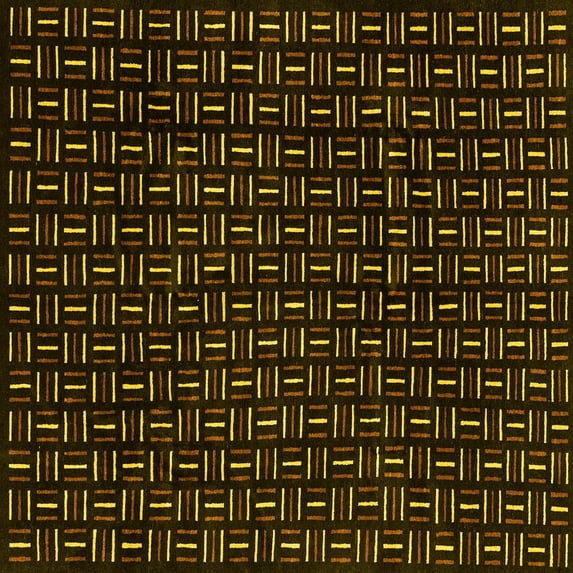 Ahgly Company Machine Washable Indoor Square Oriental Yellow Modern Area Rugs, 8' Square