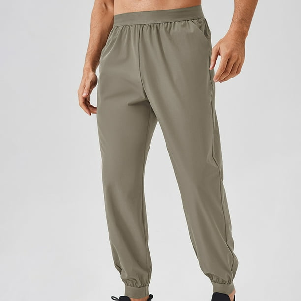 Pantalones largos para hombre, casuales, a la moda, con bolsillos, elásticos en los tobillos, color liso, cintura elástica, pantalones deportivos para hombre.