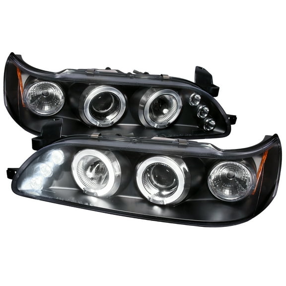 Dual Halo Projector Headlights (Black Housing/Clear Lens) Made for and Compatible with 1993-1997 Toyota Corolla