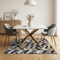 thumbnail image 3 of ODIKA Geometric Tone Diagonal Look Interlocking Zigzag Herringbone Flowing Dynamic Non-Slip Low Profile for Guest Room, Lounge, Apartment, 3 of 7