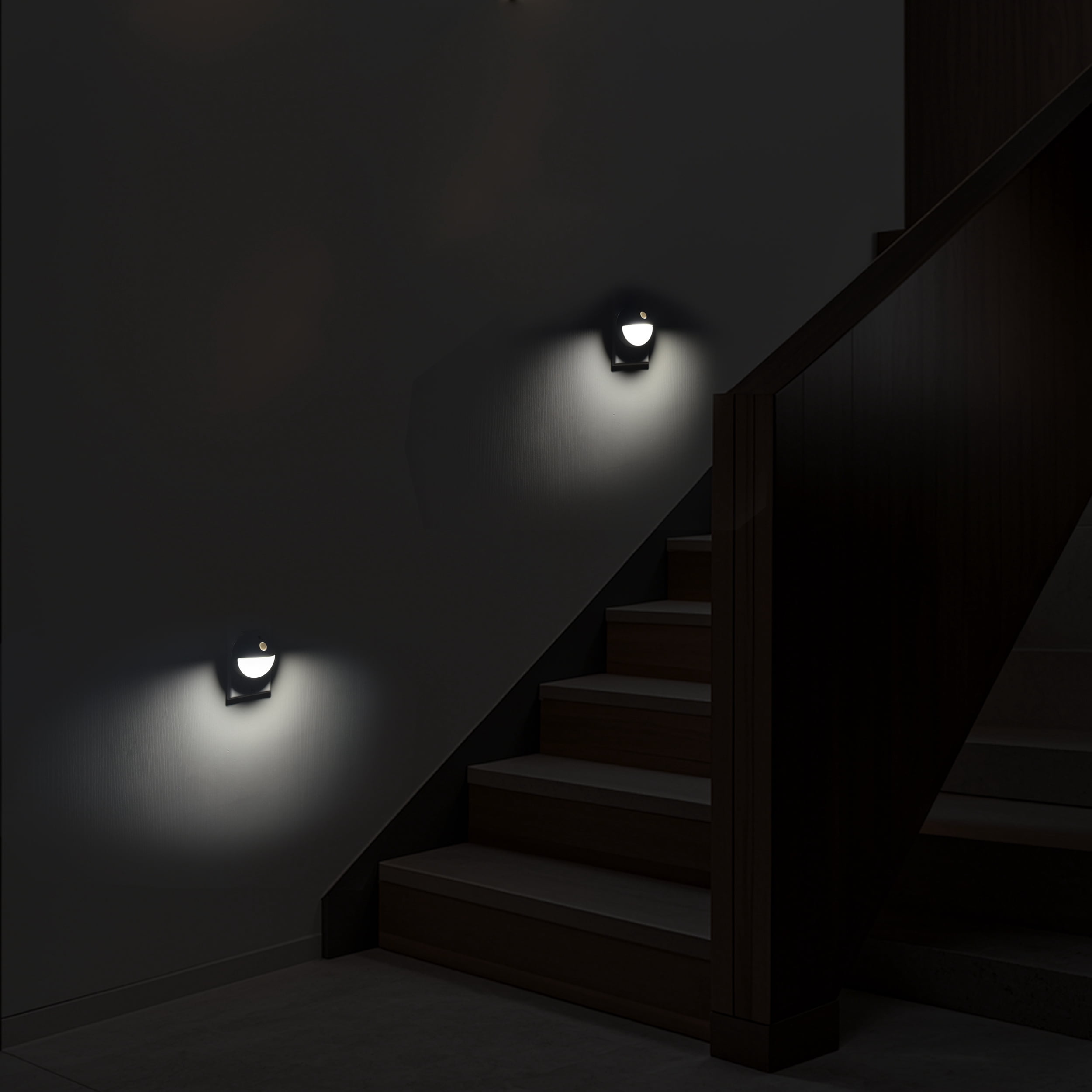 (2 pack) BH&G 2.65" Round LED Night Light, Daylight, Dusk to Dawn, High-Low Mode Activated by Motion White