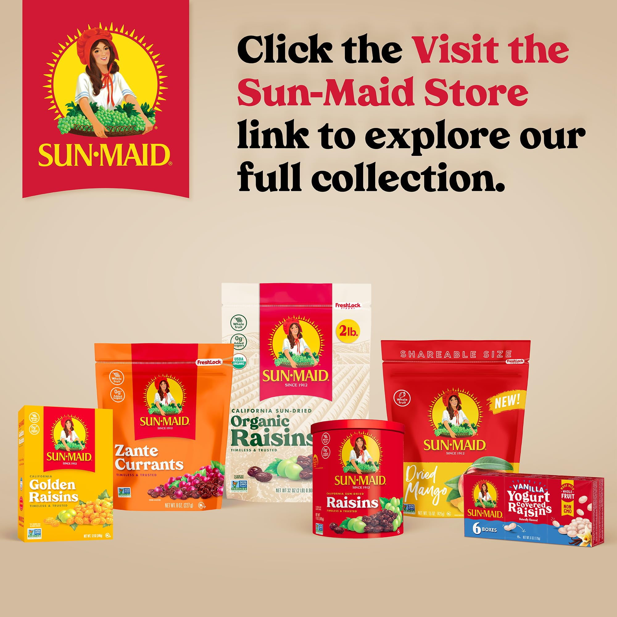 Sun-Maid California Sun-Dried Zante Currants - COC1(4 Pack) 8 oz Resealable Bag - Dried Fruit Snack for Lunches and Snacks