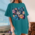 thumbnail image 2 of Faldas Cortas para Mujeres, Impresión de Flores Casual Oversized Camiseta de Manga Corta Top Hecho de 95% Poliéster 5% Spandex para Primavera Verano, Falda Corta de Verano, 2 of 7