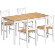 Soges 47 Dining Table Set for 4, 5-Piece Wood Kitchen Dining Table Set with 4 Chairs for Kitchen Dining Room Restaurant, Oak&White