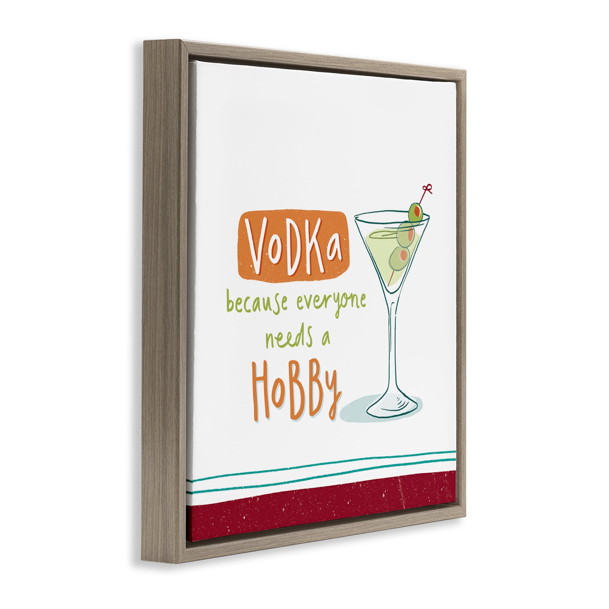 Stupell Industries Funny Vodka Phrase Food & Beverage Painting Brown Floater Framed Canvas Art Print Wall Art, 25 x 25
