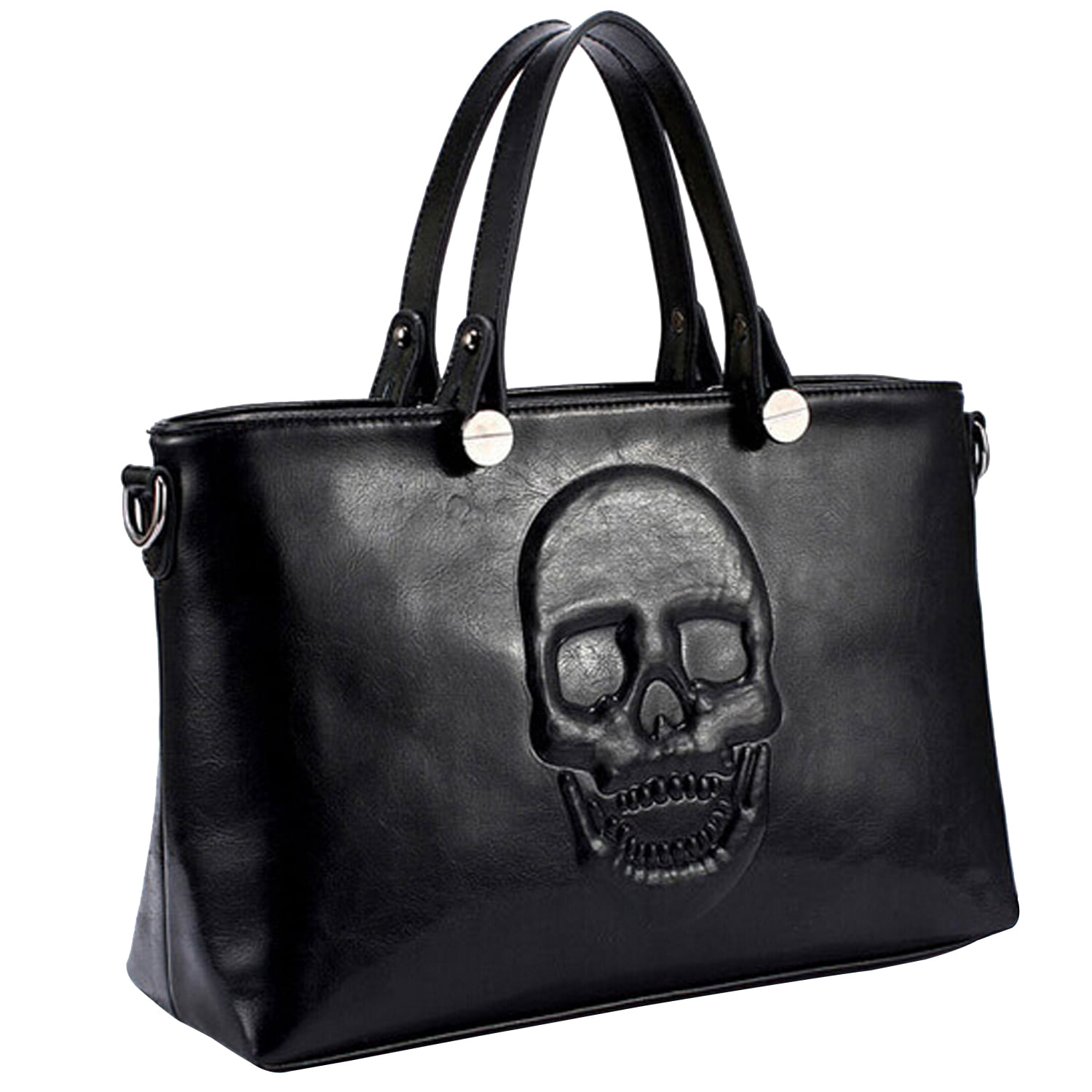 Women&#39;s Vegan Leather Skull Handbag - 0