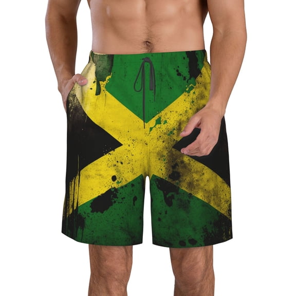 Men's Swim Trunks Quick Dry Board Beach Shorts Bathing Suits,Jamaican Flag Vintage