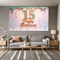 thumbnail image 5 of Glitter Design 15th Birthday Banner Decorative Sparkling Birthday Backdrop for Teenage Birthday Celebration Party Decor, 5 of 7