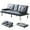 Gray, variant on Faux Leather Convertible Folding Futon Sofa Bed with Adjustable Backrest, Movable Armrests, and Cup Holders for Living Room and Small Spaces