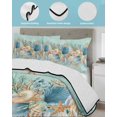 thumbnail image 3 of Twin Quilt Bedding Set, Beach Coastal Teal Reversible Summer Quilt 3 Pieces, Nautical Shell Starfish Coral Summer Lightweight Bedspreads Coverlets with 2 Pillow Shams for All Seasons, 3 of 5