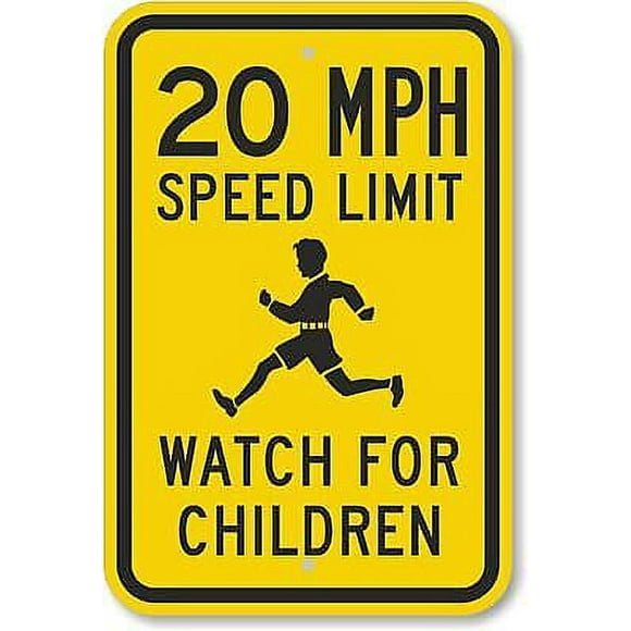 Size: 16" x 12" - 20 Speed Limit Weatherproof Metal Sign