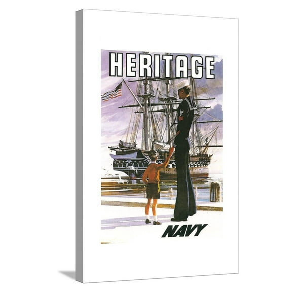 Art.com US Navy Vintage Poster - Heritage Stretched Canvas Print Wall Art by Lantern Press, 16" x 24"