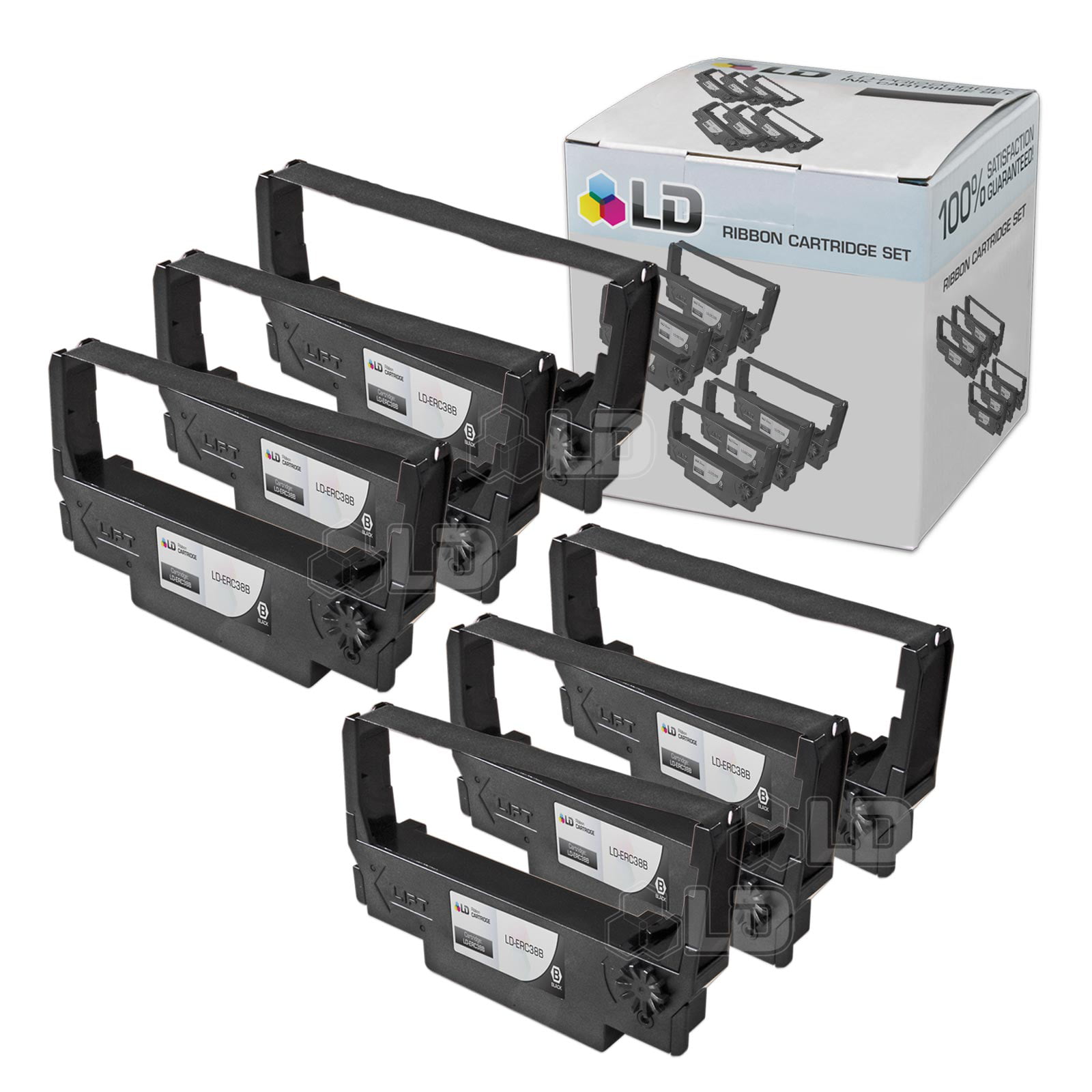 LD Compatible POS Ribbon Cartridge Replacement for Epson ERC-38B Black, 6-Pack 