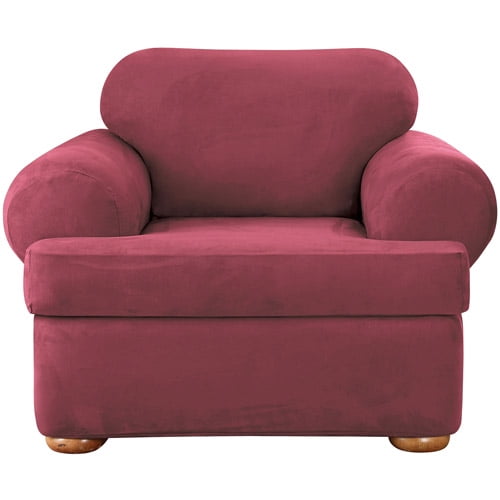 Sure Fit Stretch Suede 2-Piece T-cushion Chair Slipcover