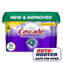 Cascade Platinum Plus Dishwasher Pods, Dishwasher Detergent, Dish Detergent Soap, Lemon, 31 Count