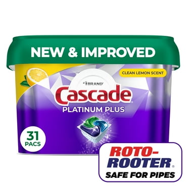 Cascade Platinum Plus Dishwasher Pods, Dishwasher Detergent, Dish Detergent Soap, Lemon, 31 Count