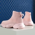 thumbnail image 7 of pwidon Girls Slip On Sock Sneakers Breathable Stretch Knit High Top Non Slip Platform Walking Athletic Shoes Pink 28, 7 of 7